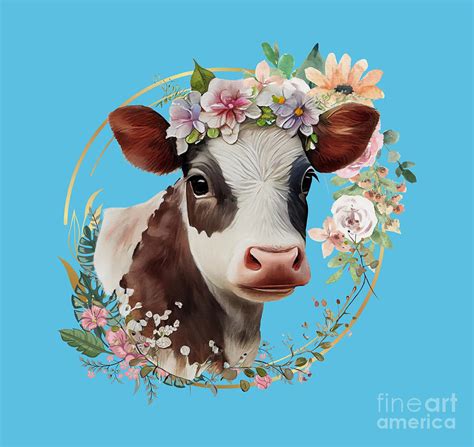 Pretty Cow And Flowers Digital Art By Arkitekta Art Fine Art America