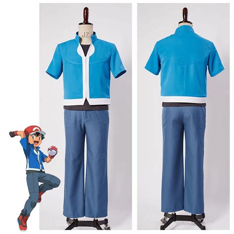 Pokemon Go Calem Ash Ketchum Satoshi Xy Cosplay Costume Blue Outfit Uniform Suit For Adult Boy