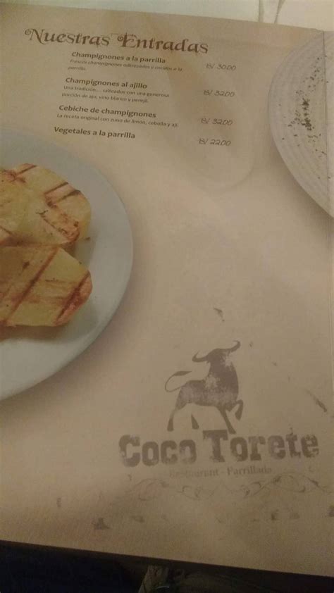 Carta Del Restaurante Coco Torete Trujillo Av Larco