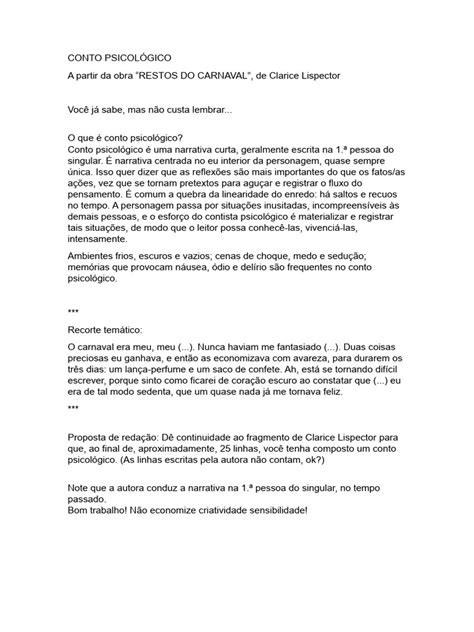 Conto Psicológico: Reflexões e Criações | PDF | Ficção Geral