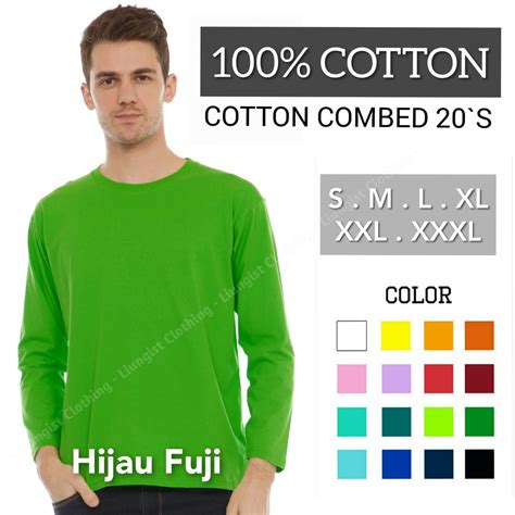 Jual Kaos Polos Panjang Combed 20s HIJAU FUJI 100 Cotton Baju