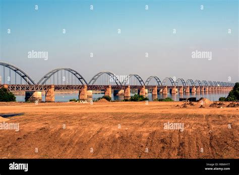 Godavari river bridge, Rajahmundry, Andhra Pradesh, India, Asia Stock ...