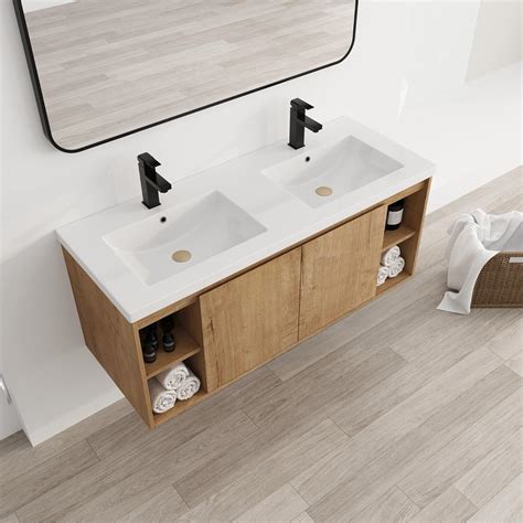 Amazon SSLine Wall Mounted Bathroom Vanity With Dual Sink Combo