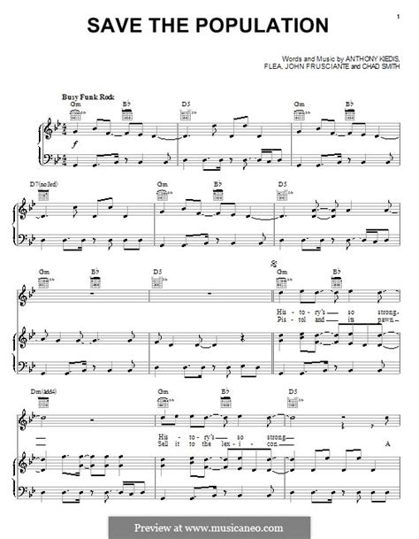 Save The Population Red Hot Chili Peppers By Flea A Kiedis C Smith J Frusciante On Musicaneo