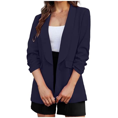 Tmoyzq Blazers For Women Business Casual Notch Lapel Open Front Work Office Blazer Jackets 34