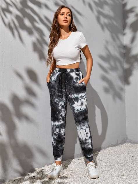 Shein Ezwear Tie Dye Slant Pocket Joggers Shein Uk