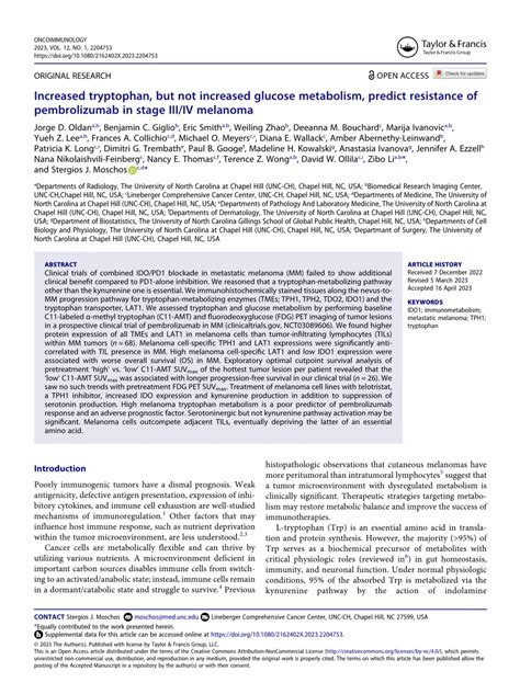 PDF Increased Tryptophan But Not Increased Glucose Metabolism