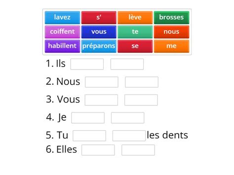 les verbes pronominaux complete  sentence