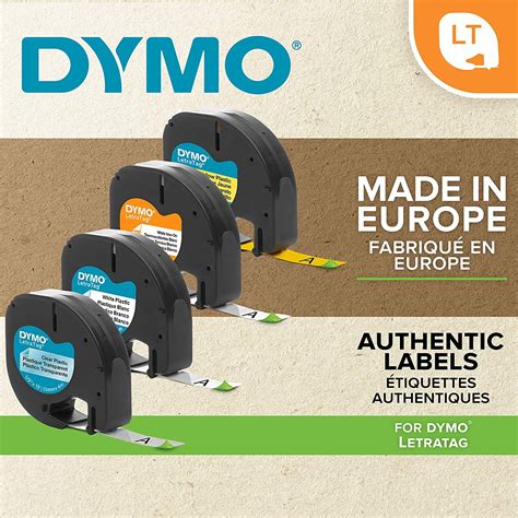 Ruban Dymo Pour Etiqueteuses Letratag Plastique Mm X M Noir Sur