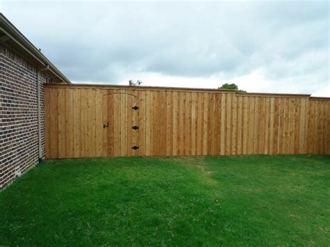 8 Foot Unstained Cedar Board On Board Fence With Electric Gate Frisco Fence Llc