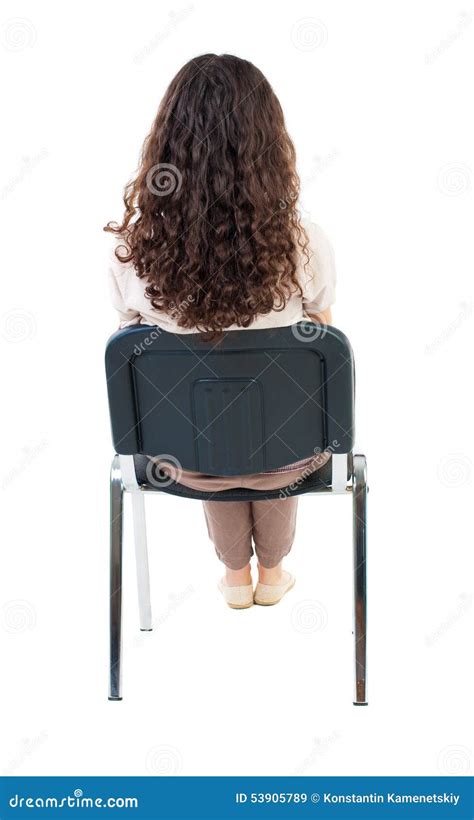 Back View Of Young Beautiful Woman Sitting On Chair. Royalty-Free Stock ...