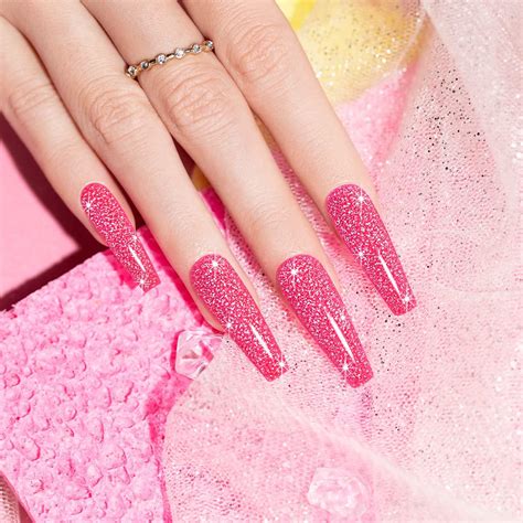 Hot Pink Sparkly Nails