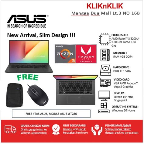 Jual Asus M409da Ek301t Slate Grey Amd Ryzen 3 3200u 4gb 1tb Fp Win10home Shopee Indonesia