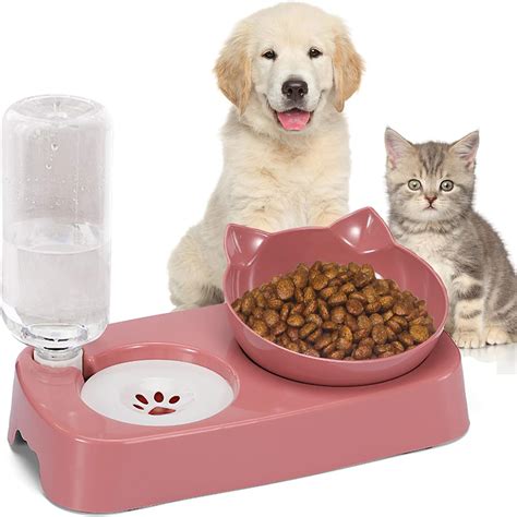 2 En 1 Gamelles Pour Chat Avec Automatique Distributeur Eau Double Bol