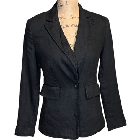 Chadwicks Jackets And Coats Chadwicks Linen Blend Womens Black Blazer Jacket Poshmark