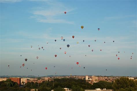 Sky Full Of Hot Air Balloons Across Bristol England Stock Photo Image