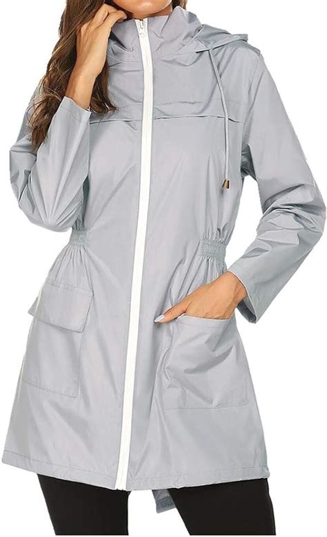 Chaqueta de lluvia sólida para mujer impermeable con capucha