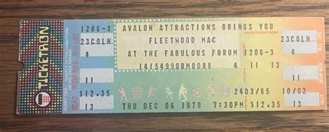 Fleetwood Mac Ticket Stub 1979 Unused Tusk Tour For Sale