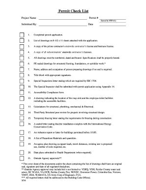 Fillable Online Permit Application Check List Form Fax Email Print