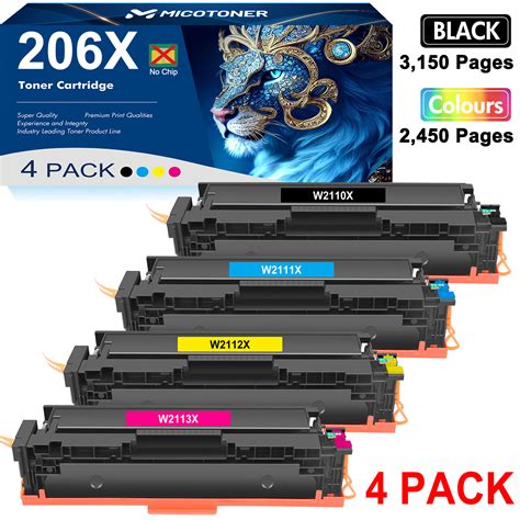 Hp 206x 206a 4 Pack Toner For Laserjet Pro Mfp M283fdw M255dw Black Cyan Yellow Magenta