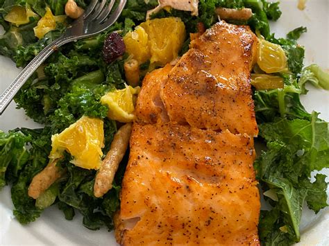 Ginger Maple Salmon With Citrus Kale Salad Recipe Kitchen Stories