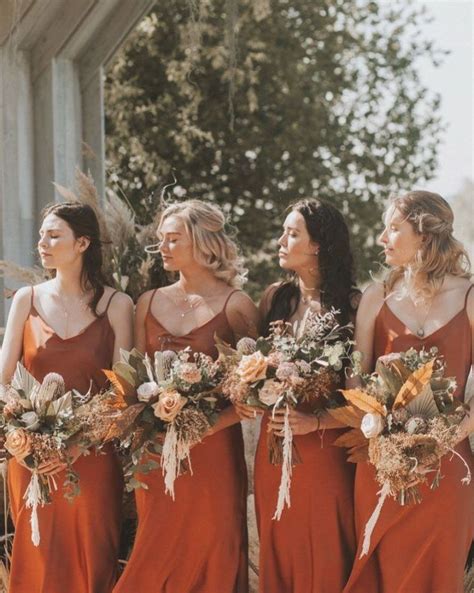 Burnt Orange Bridesmaid Dresses Burnt Orange Weddings Wedding