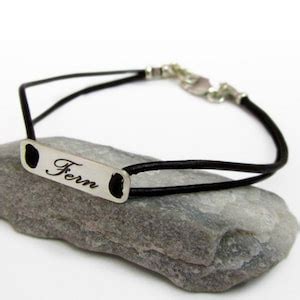 Personalized Name Bracelet, Leather Cord Bracelet, Engraved Bracelet ...