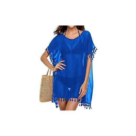 Baoxld Copricostume Donna Con Frange Poncho Pareo Bikini Cover Up