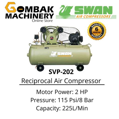 SWAN SVP 202 2HP 1 5Kw 85Liter Reciprocal Air Compressor Everything