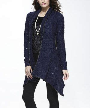 Simply Couture Blue Sequin Wool Blend Sidetail Cardigan Cardigans For