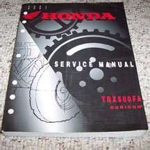 Honda Fourtrax Rubicon Trx Fa Atv Service Manual Diy Repair