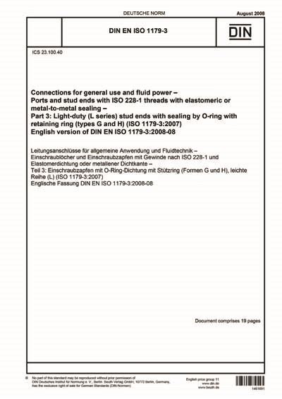 DIN EN ISO 1179 3 2008 Connections For General Use And Fluid Power