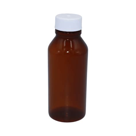 100ml Medical Round Amber Or Clear Pvc Bottle And Screw Cap Contour