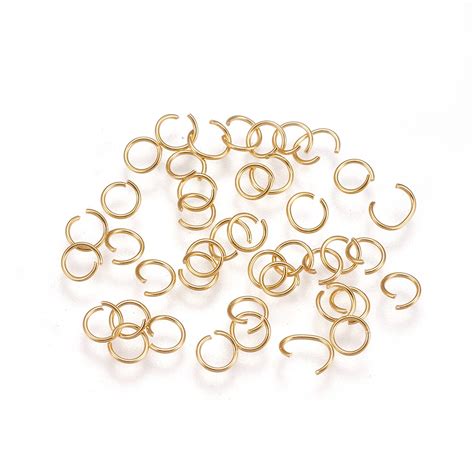 Honeyhandy 304 Stainless Steel Open Jump Rings Real 18k Gold Plated