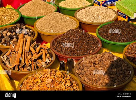 Colourful Indian Spices At The Anjuna Flea Market Goa India Stock