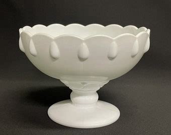 Indiana Glass Teardrop Large Compote White Milk Glass Indiana Milk