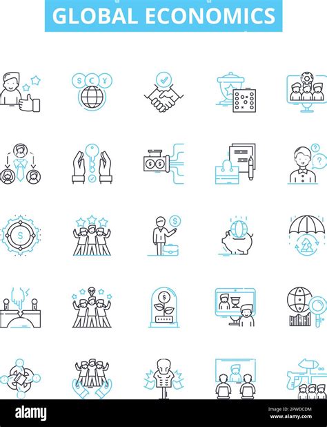 Global Economics Vector Line Icons Set Globalisation Economics