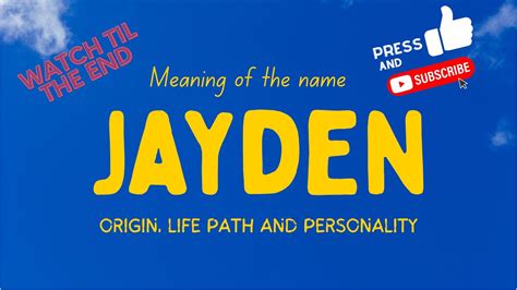 Meaning of the name Jayden. Origin, life path & personality. - YouTube