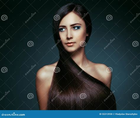 Hair Beautiful Brunette Girl Healthy Long Hair Stock Photo Image Of Care Girl 55313930