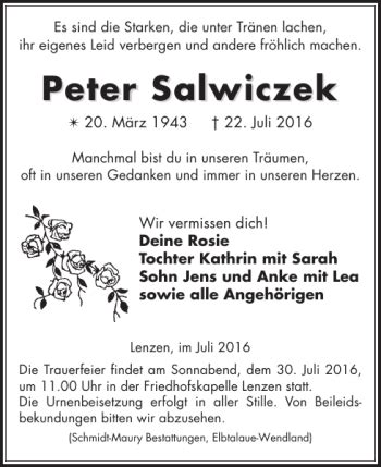 Traueranzeigen Von Peter Salwiczek Trauer Nordkurier