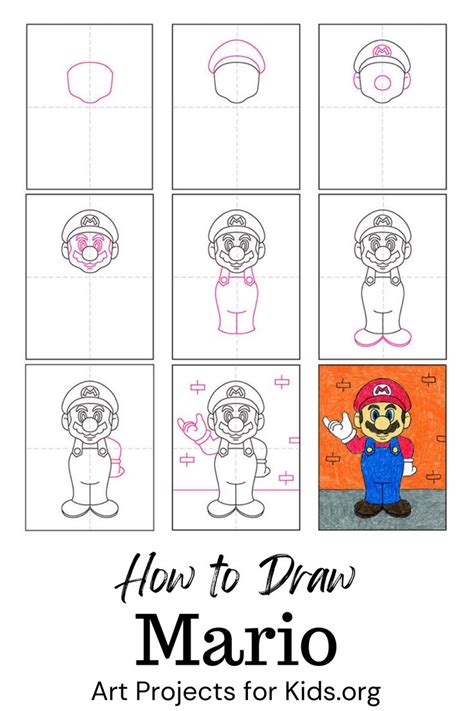 How to Draw Mario Easy, Step-by-Step Art Lesson for Kids | How to draw