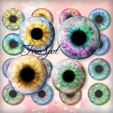 Shine Colour Eye Beautiful Pupil Digital Collage Sheet 20mm,18mm,16mm ...