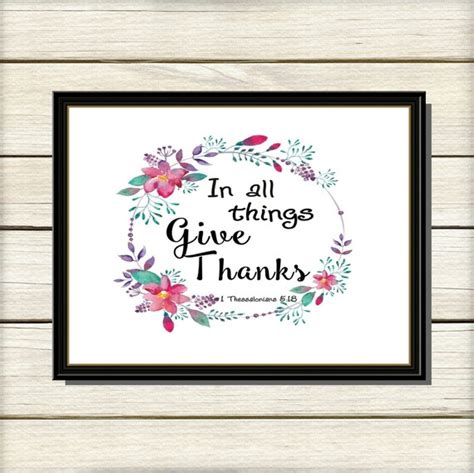 Items similar to In All Things Give Thanks Printable Scripture, Printable Christian Art, Bible ...