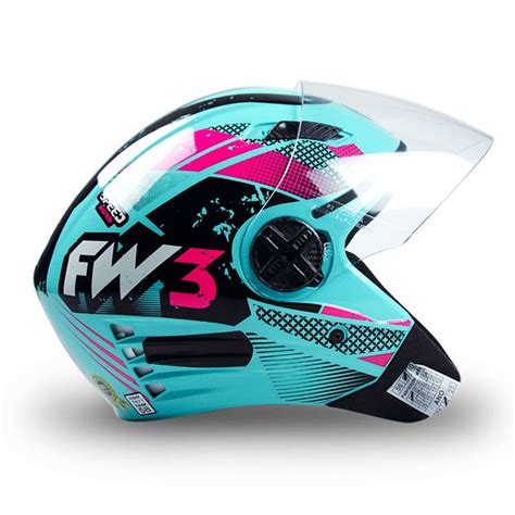 Capacete Aberto X Open Speed Azul Claro Fw Viseira Cristal Mm