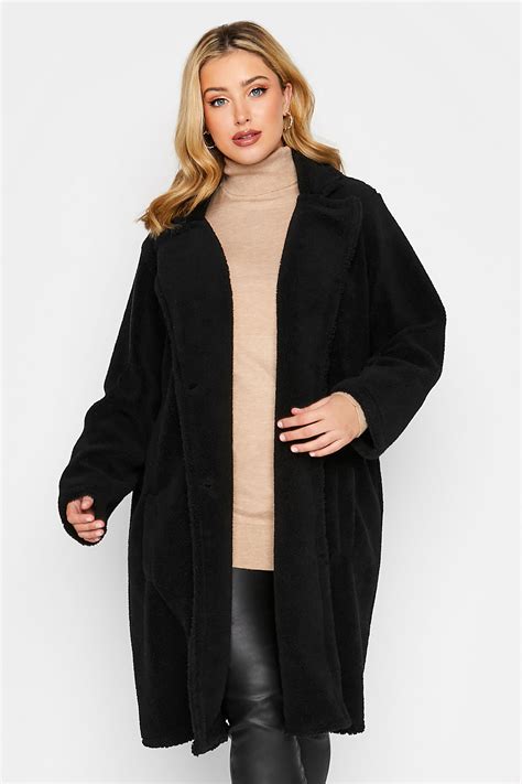 Yours Luxury Plus Size Curve Black Faux Fur Coat Yours Clothing