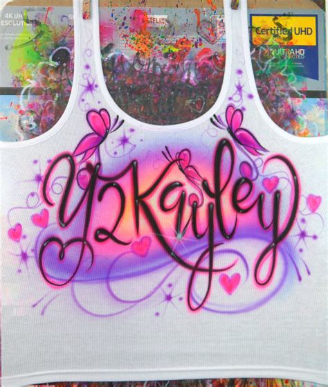 Airbrush Name Y2k Butterflies Crop Tank Top Airbrushed T Shirt Hoodie