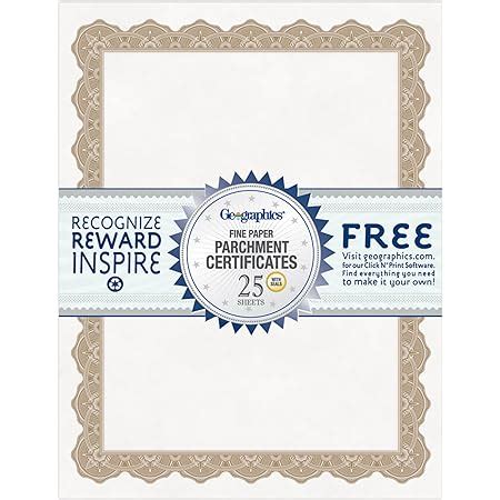 Amazon Geographics Blank Award Certificate Paper 8 5 X 11