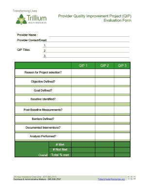 Fillable Online Provider QIP Evaluation Form Trillium Health