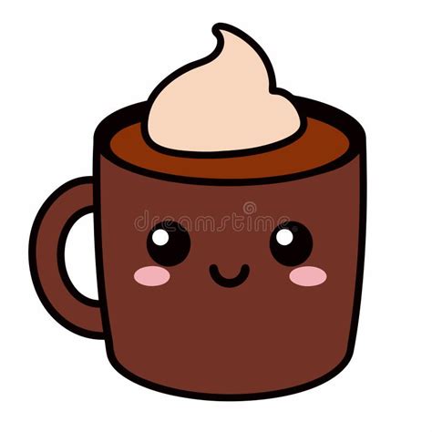 The Kawaii Hot Chocolate Mug Vector Illustration Stock Vector