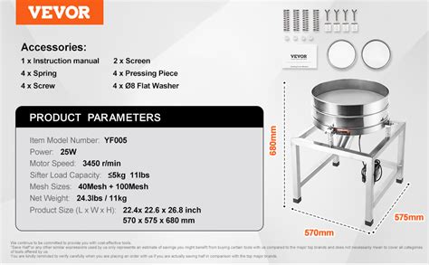 VEVOR Tamiseur Vibrant Tamis à Farine Électrique Automatique à 40 et